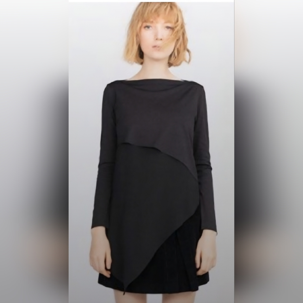 Zara Elegant Black Layered Long Sleeve Top